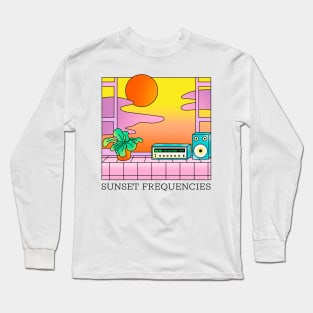 Sunset Frequencies - Modern Retro Style Long Sleeve T-Shirt